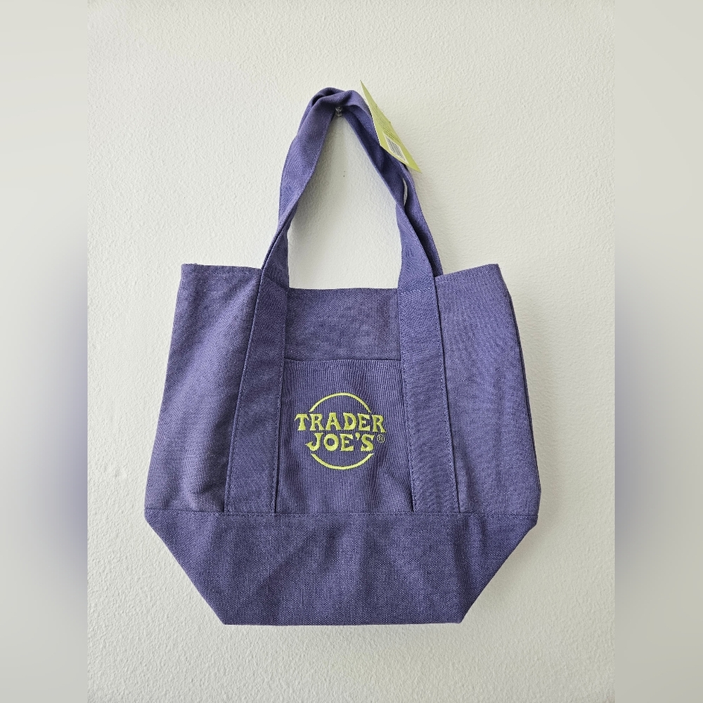 NEW Trader Joe's Purple Mini Tote Canvas Bag Trader Joes